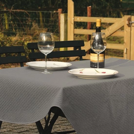 Tablecloth Round Diameter 1.6 Meter Weatherproof Gray 2 Tablecloth Round Diameter 1.6 Meter Weatherproof Gray - Image 2
