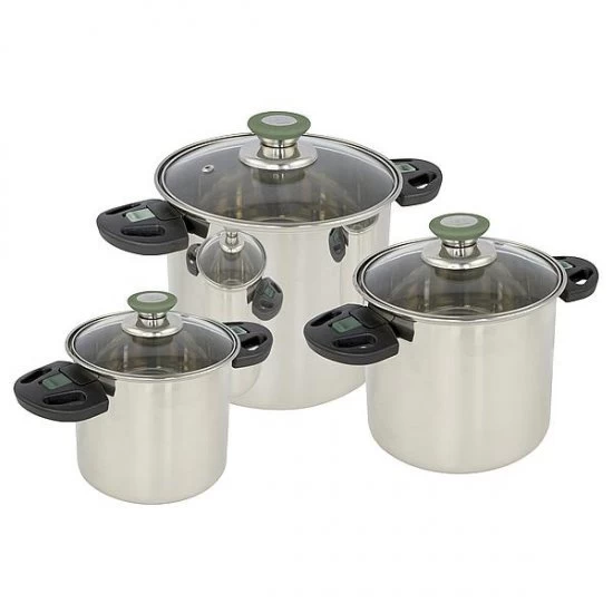 Bo-Camp Pan Set Elegance Compact 3 3 Piece Stainless Steel 1 Bo-Camp Pan Set Elegance Compact 3 3 Piece Stainless Steel