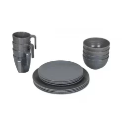 Bo-Camp Bo Camp Tableware 100 Percent Melamine 16-piece Stone Gray. -Camping Online Store 6181375 03 550x550w