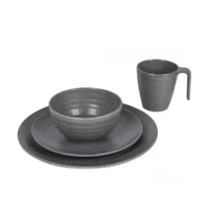 Bo-Camp Bo Camp Tableware 100 Percent Melamine 16-piece Stone Gray. -Camping Online Store 6181375 04 550x550w