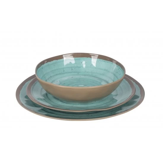Bo-Camp Bo Camp Tableware 100 Percent Melamine 12 Pieces Halo Aqua-Terracotta 4 Bo-Camp Bo Camp Tableware 100 Percent Melamine 12 Pieces Halo Aqua-Terracotta - Image 4