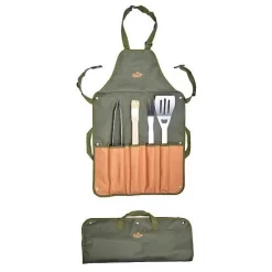 Barbecue Tool Set With Apron 5 Piece Stainless Steel