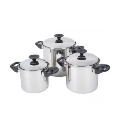 Bo-Camp Pan Set Elan 3 Plus 3 Piece Stainless Steel